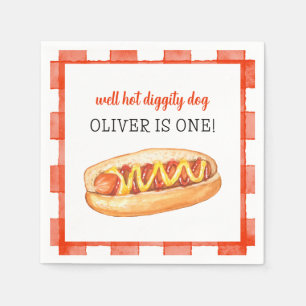 Serviette En Papier Chien Chaud Aquarelle 1er Anniversaire
