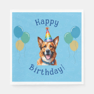 Serviette En Papier Chien Chien Chien Bleu Anniversaire Paw ty