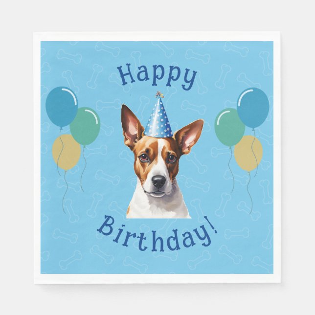 Serviette En Papier Chien Chien Chien Bleu Anniversaire Paw ty (Devant)