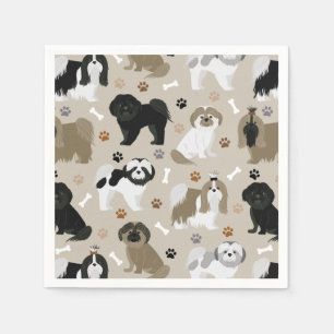 Serviette En Papier Chien Chiens Chiens Chiens Chiens Paws et Bones Na
