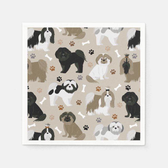 Serviette En Papier Chien Chiens Chiens Chiens Chiens Paws et Bones Na (Devant)