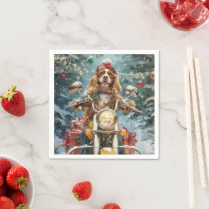 Serviette En Papier Chien Cocker Spaniel à moto Noël 