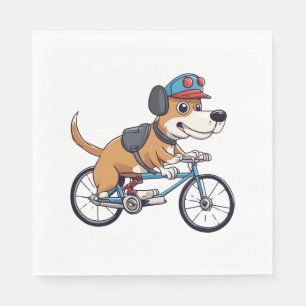 Serviette En Papier chien conduisant un vélo