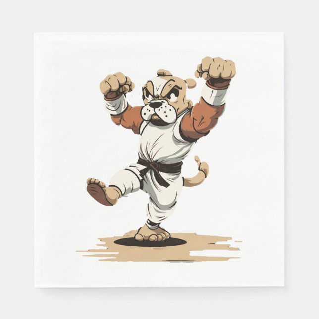 Serviette En Papier Chien connaît Karate (Devant)