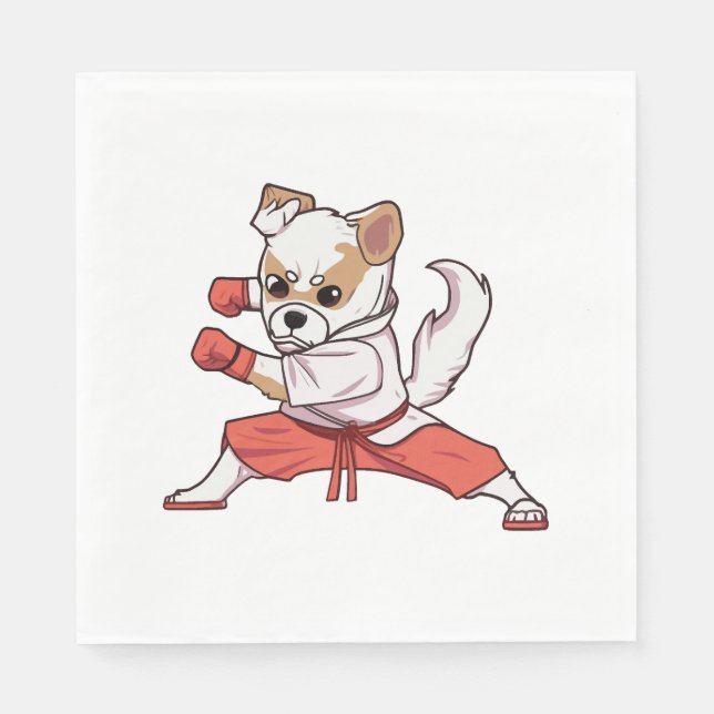 Serviette En Papier Chien connaît Karate (Devant)