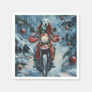 Serviette En Papier Chien dalmate équitation moto Noël