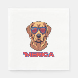 Serviette En Papier Chien d'Amérique avec des lunettes de soleil drape