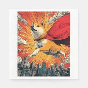 Serviette En Papier Chien de bande dessinée Shiba de super-héros