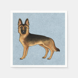 Serviette En Papier Chien de berger allemand noir et feu de dessin ani