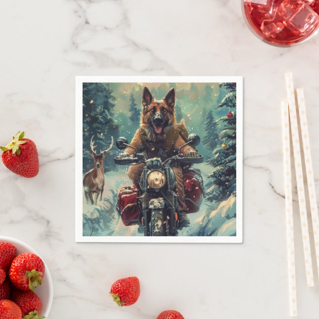 Serviette En Papier Chien de berger belge Noël (En situation)
