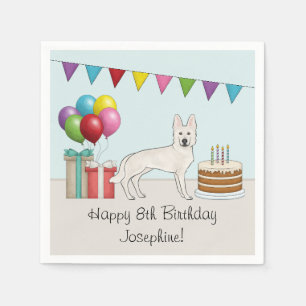 Serviette En Papier Chien de berger blanc suisse Anniversaire coloré
