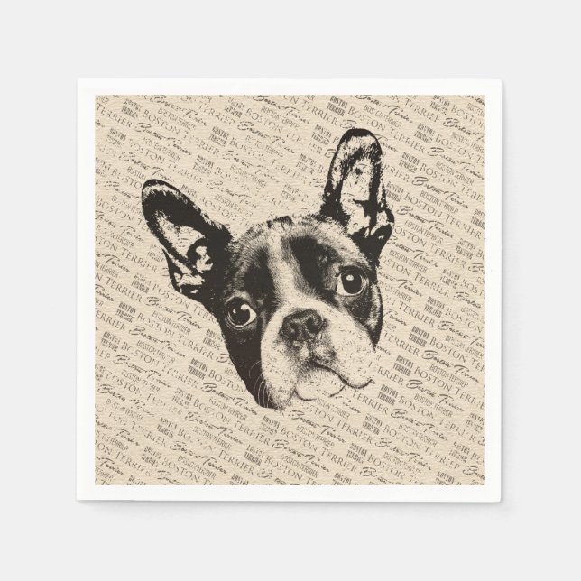 Serviette En Papier Chien de Boston Terrier (Devant)