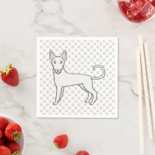 Serviette En Papier Chien de chasse ibicenco à poil dur blanc dessin a