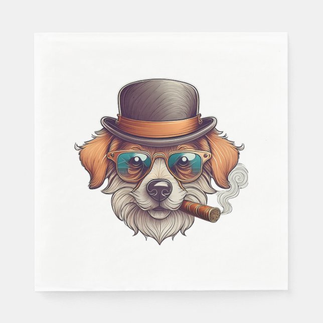 Serviette En Papier Chien de cigares (Devant)