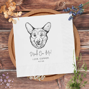 Serviette En Papier Chien de Corgi noir et blanc Mariage personnalisé