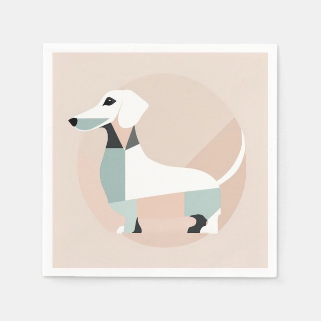 Serviette En Papier Chien de Dachshund debout dans un cercle (Devant)