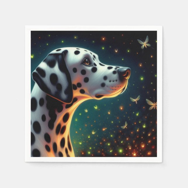 Serviette En Papier Chien de Dalmation lunaire (Devant)
