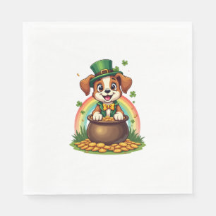 Serviette En Papier Chien de la Chance Vintage Lutins Arc-en-ciel Pot
