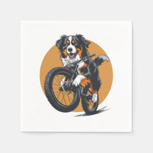 Serviette En Papier Chien De Montagne Bernois À Vélo De Montagne