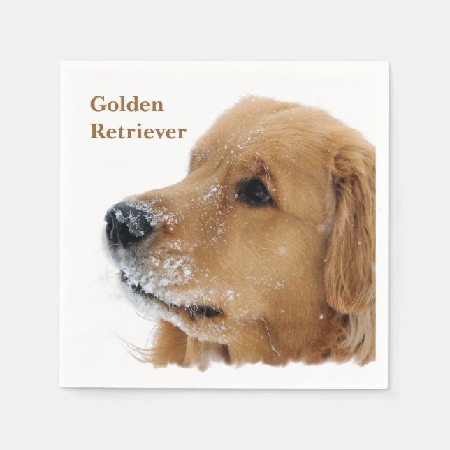 Serviette En Papier Chien de neige Golden Retriever (Devant)