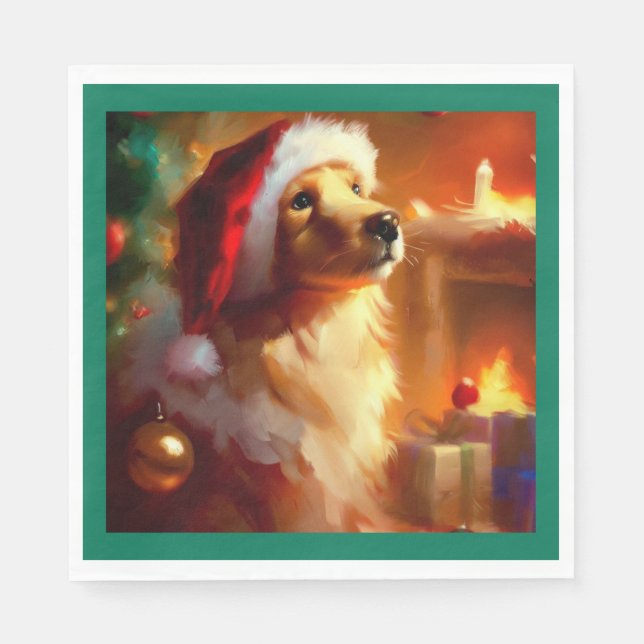 Serviette En Papier Chien de Noël 1 (Devant)