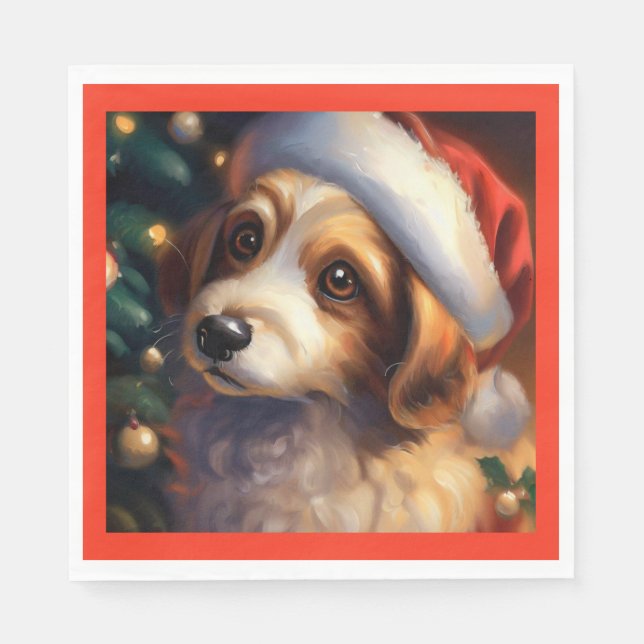 Serviette En Papier Chien de Noël 2 (Devant)