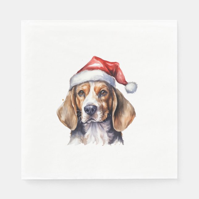 Serviette En Papier Chien de Noël beagle (Devant)