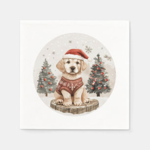 Serviette En Papier Chien de Noël du Labrador Retriever