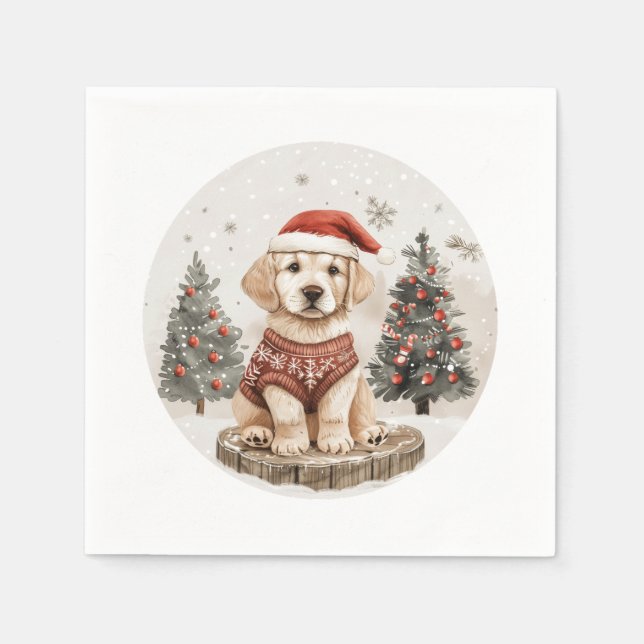 Serviette En Papier Chien de Noël du Labrador Retriever (Devant)