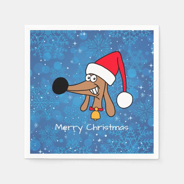 Serviette En Papier Chien de Noël Festif (Devant)