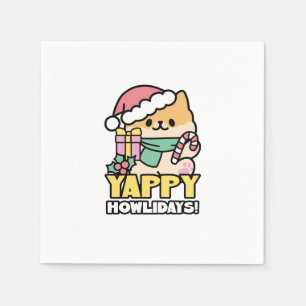 Serviette En Papier Chien de Noël mignon - Yappy Howlidays