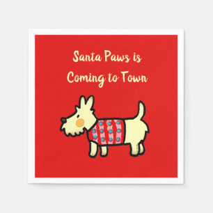 Serviette En Papier Chien de Noël Santa Pattes Chiot Festif