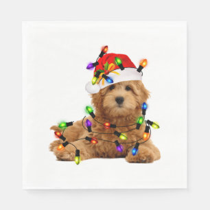 Serviette En Papier Chien de Père Noël Goldendoodle