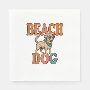 Serviette En Papier Chien de plage gravure vintage conception graphiqu
