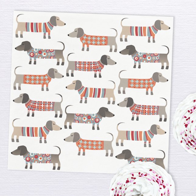 Serviette En Papier Chien de saucisse Dachshund (Fun Dachshund Wiener Sausage dog party paper napkins)