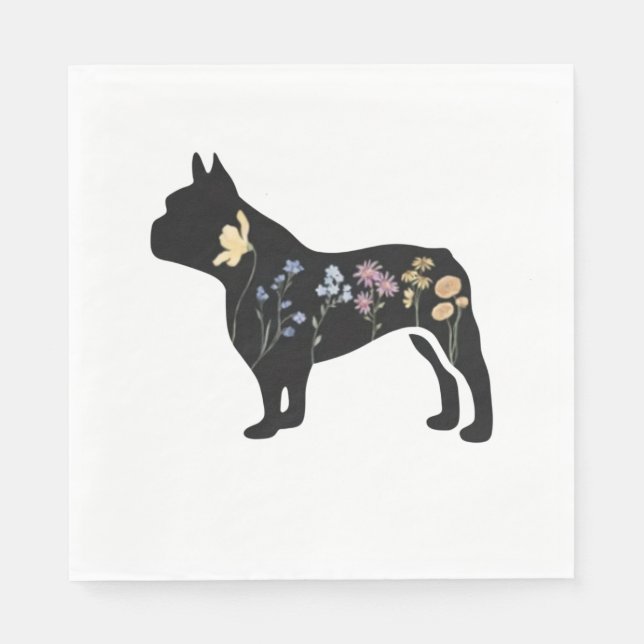 Serviette En Papier Chien de taureau français fleur sauvage (Devant)