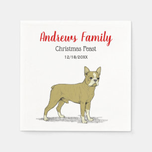 Serviette En Papier Chien de taureau français stylisé vintage C