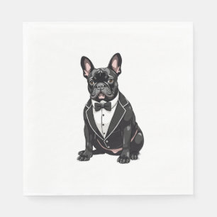 Serviette En Papier Chien de taureaux français à Tuxedo