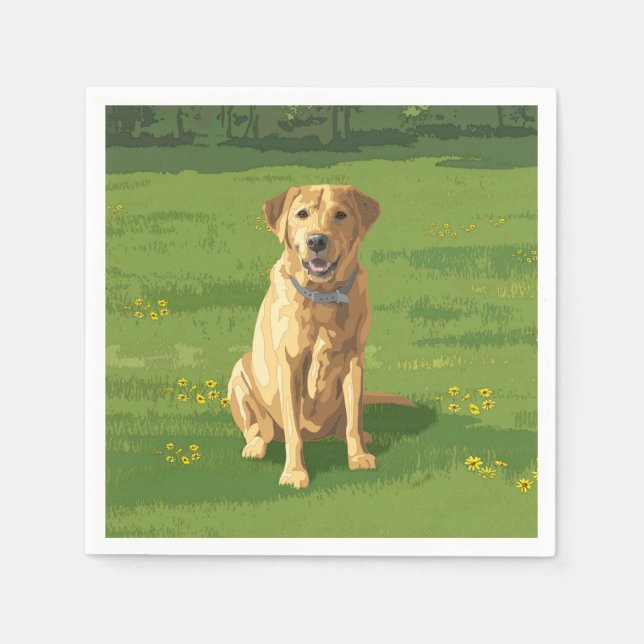 Serviette En Papier Chien de trieur du Labrador jaune (Devant)