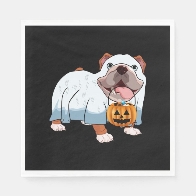 Serviette En Papier Chien d'Halloween de Bulldog (Devant)