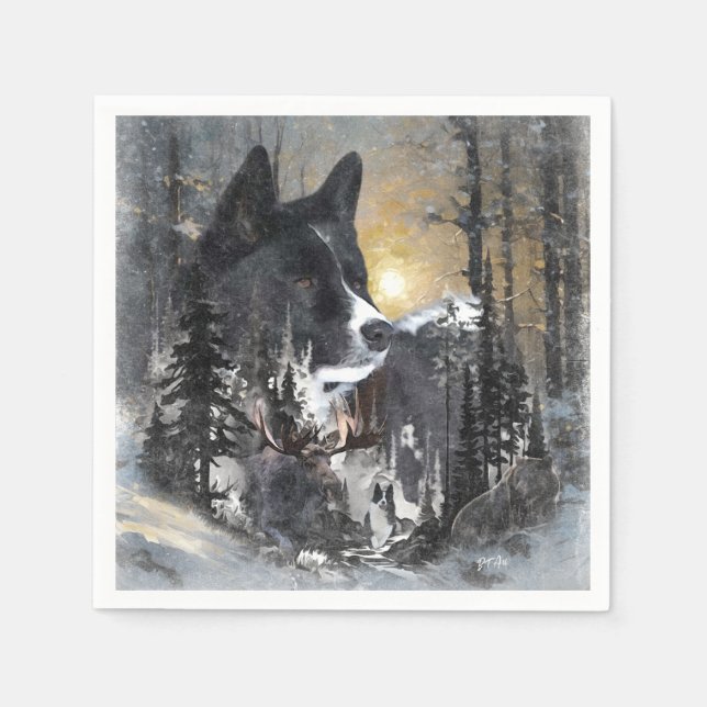 Serviette En Papier Chien d'ours karélien (Devant)