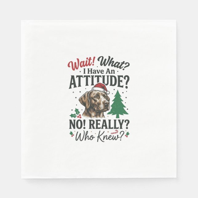 Serviette En Papier Chien Drôle Attitude Noël Vector Design_1 (Devant)