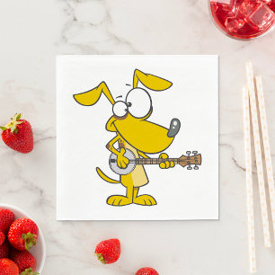 Serviette En Papier Chien drôle jouant de la musique au banjo