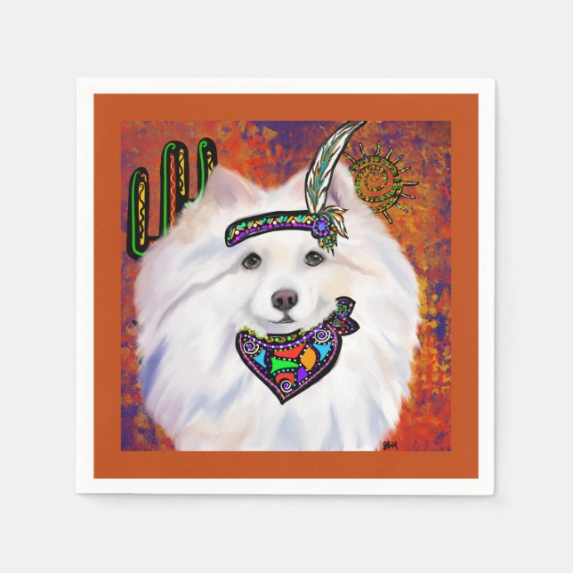 Serviette En Papier Chien Esquimau Américain  (Devant)