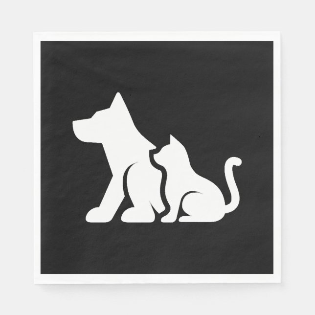 Serviette En Papier Chien et chat (Devant)