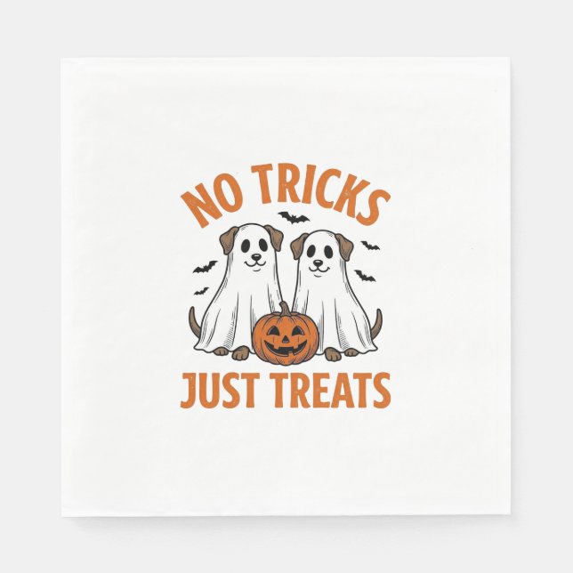 Serviette En Papier Chien fantôme drôle Halloween Pas de farces juste  (Devant)