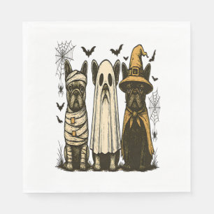 Serviette En Papier Chien fantôme Halloween Rétro Bouledogue français 