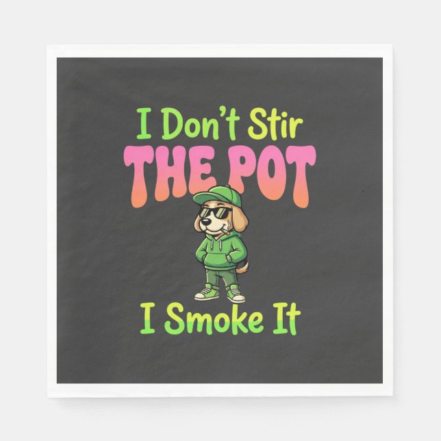 Serviette En Papier Chien Fumeur de Joint Drôle Stoner (Devant)