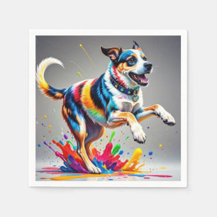 Serviette En Papier Chien géant coloré heureux joueur drôle.