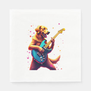 Serviette En Papier Chien Golden Retriever Jouant de la Guitare Électr